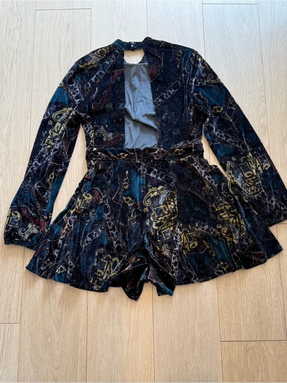 FREE PEOPLE Velvet Open Back Romper | Boho Luxe Feminine Bohemian Designer - Picture 6 of 10